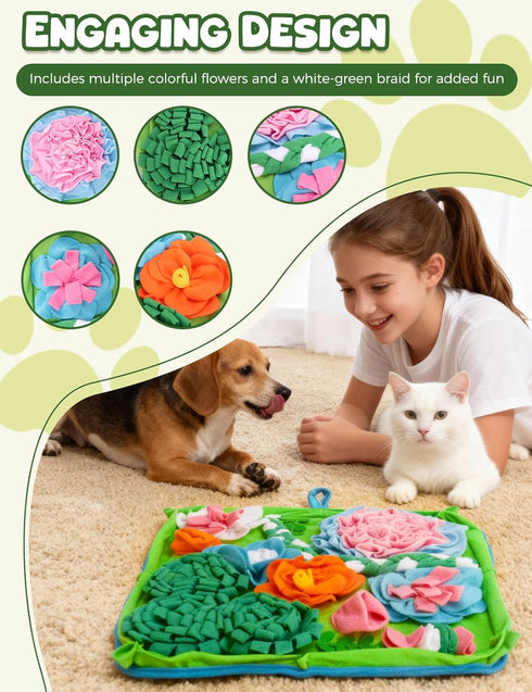 19.7''x19.7''Easy Snuffle Mat for Dogs, Slow Feeding Game Interactive Puzzle Dog Food Mat,Encourage Natural Foraging