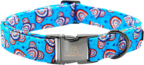 Lionheart Glory American Flag Dog Collar, Heavy Duty Adjustable, 4th of July Pet Gift for Medium Dogs