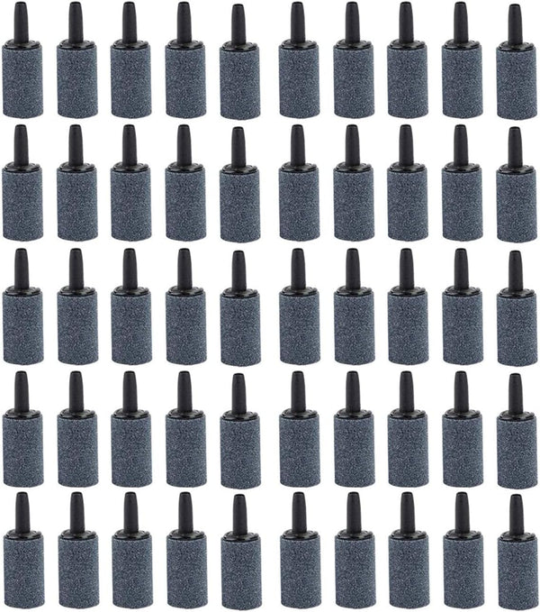 50 Pack 1 Inch Air Stone, Fine Cylinder Bubble Diffuser for Fish Tank Bubbler Air Pump Accessories