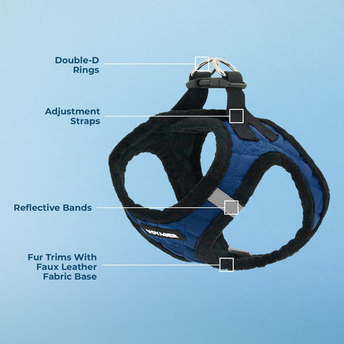 Voyager Step-In Plush Dog Harness - Soft Vest Harness for Small and Medium Dogs by Best Pet Supplies - Royal Blue Faux