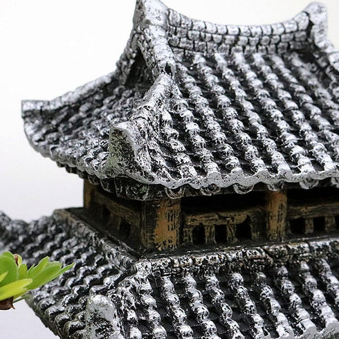Classical Lifelike Chinese Landscape Resin Aquarium Castle Decorations, Fish Tank Ornaments (Building)