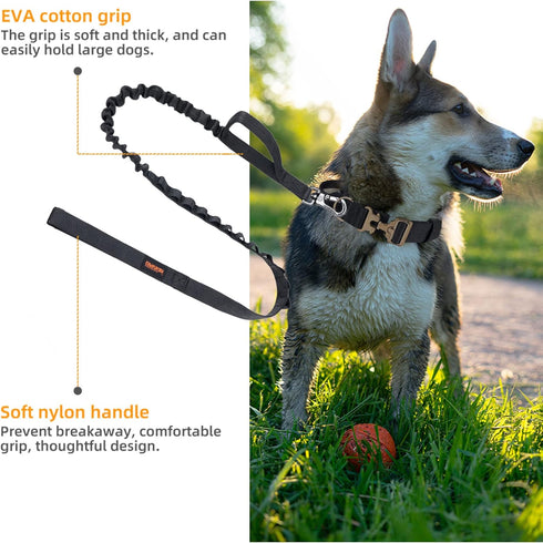 EXCELLENT ELITE SPANKER Tactical Bungee Dog Leash, Adjustable Military Leash, Quick Release Elastic Rope with 2 Control
