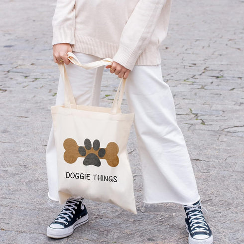 FOTAP Dog Lover Shopping Bag - Dog Owner Tote Bag for Doggie Things, Toys, and Park Shopping Gifts