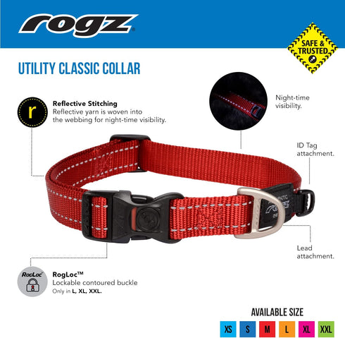 Reflective Dog Collar for Medium Dogs - Adjustable 12-17 inches - Brown