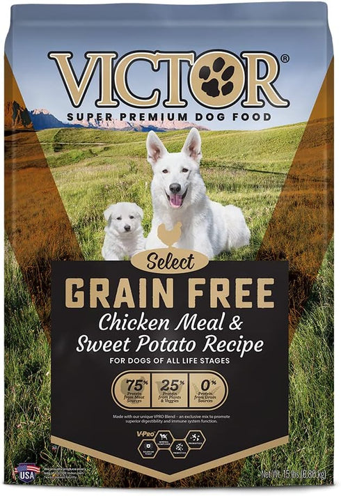 Victor Super Premium Dog Food – Grain Free Chicken Meal & Sweet Potato Recipe, 15 lb Dry Dog Food