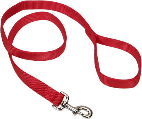Coastal Pet Double-Ply Dog Leash - Nylon Walking Leash with Bolt Snap Attachment for Small, Medium & Large Dogs - Red -