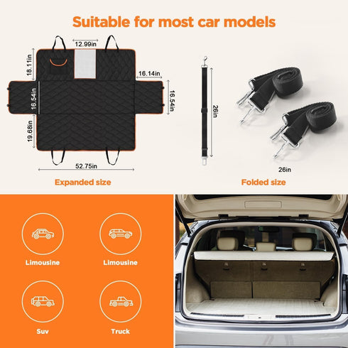 Shodu Waterproof Dog Car Seat Cover for Back Seat,Collapsible Scratchproof Dog Car Seats Covers,Nonslip Dogs Seat Cover