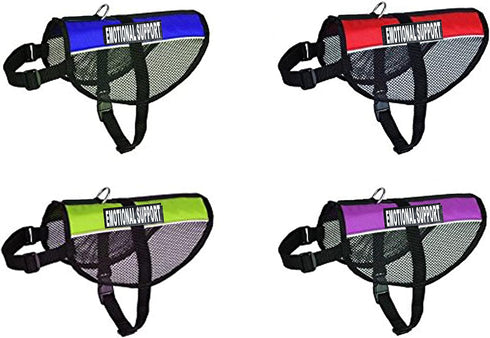 EMOTIONAL SUPPORT Harness Mesh Vest for Service Dog, Cool Comfort, 2 Reflective Patches, Red, Girth 8-10"