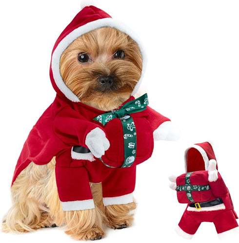 NACOCO Christmas Dog Hoodie Costume - Funny Santa Outfit, Winter Warm Coat for Medium Dogs, Party Accessories (XL)