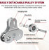 Zipline Pulley with Carabiner and Handle | 304 Stainless Steel Tandem Speed Double Pulley for 1/4 5/16 3/8 Cable