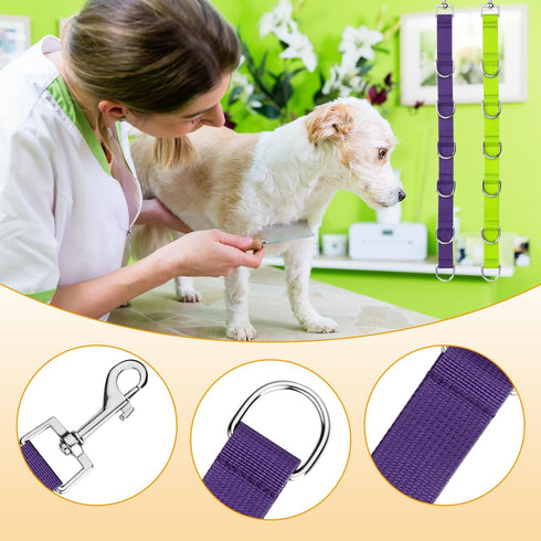 2pcs Dog Grooming Extender, Quick Release Nylon Adjustable Table Straps for Grooming Leash Loops (Green, Purple)