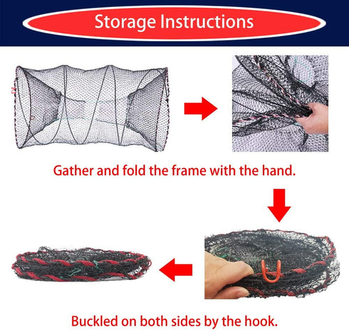 Portable Collapsible Crab Traps, Foldable Crabbing Nets for Lobster, Shrimp, Carp, Crayfish, Galvanized Steel Wire