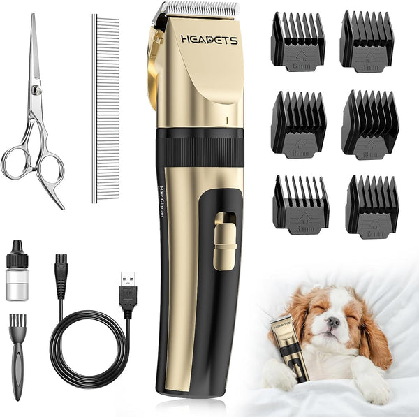 HEAPETS Dog Grooming Clippers, Low Noise, Electric Quiet, Adjustable Clipper Comb, Rechargeable