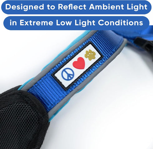 Pawtitas Padded Dog Harness, Reflective Dog Vest for Comfort Control, XS Extra Small Blue Dog Harness
