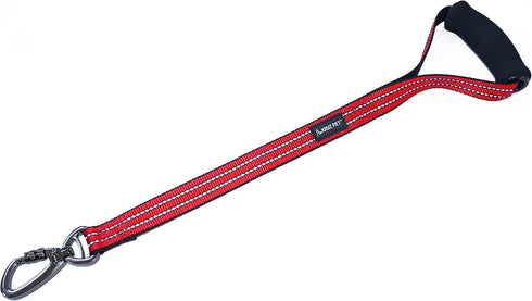 KRUZ PET KZV1020H-03L Short Traffic Leash, Reflective Heavy Duty Training Dog Leash, Red, 1" x 20"