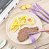 ZQtyf Set 5 Sets Set, (5 Travel Utensils - Reusable Wheat Straw Plastic Cutlery with Case, Portable Forks Spoons
