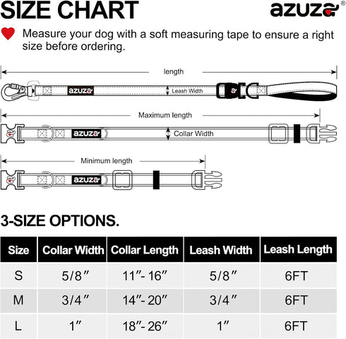 azuza Reflective Dog Collar and Leash Set, Blue Camo Padded Collar with Matching Clip Handle Leash for Small Dogs