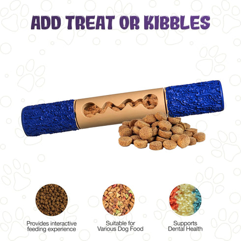 Interactive Durable Dog Chew Toys for Aggressive Small Medium Large Dogs - Indestructible Blue & Beige Stick Toy