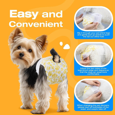360Stretchy Count, 60.0) Pet Soft Disposable Dog Diapers Female, Pull Up Doggie Diapers for Female Dogs, Waist Puppy