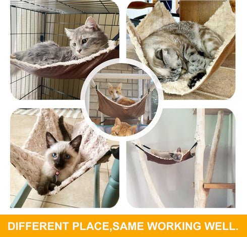 Medium Cat Hammock Bed, Reversible Soft Pet Cage Hammock for Kitten, Ferret, Puppy or Small Pet