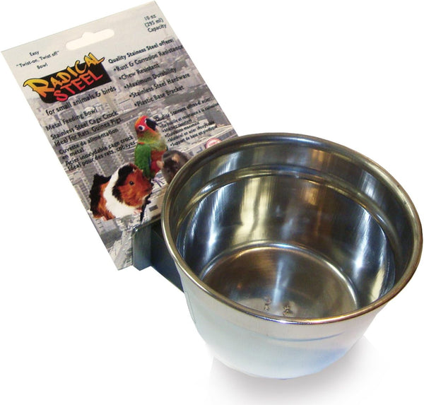 Lixit Quick Lock Cage Bowls for Small Animals and Birds, 10oz, Stainless