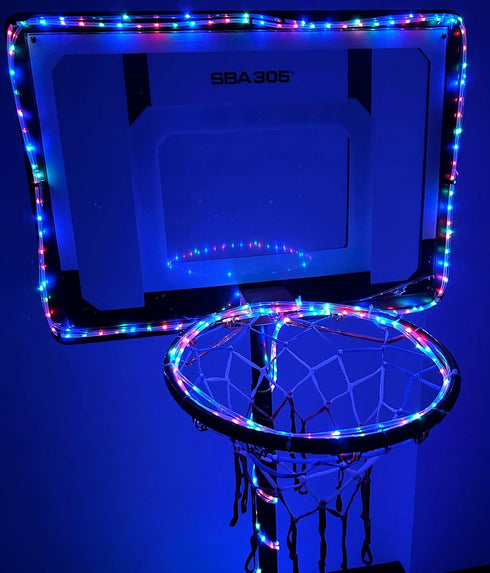 LED Basketball Hoop Lights, Updated Design 18ft LED Rim Light, Waterproof 8 Modes Multicolor for Playing at Night