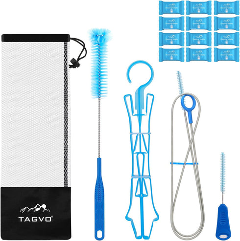 Hydration Bladder Cleaning Kit, 6 in 1 Water Bladder Cleaner Set, 3 Brushes, Cleaning Tablets, Carry Pouch