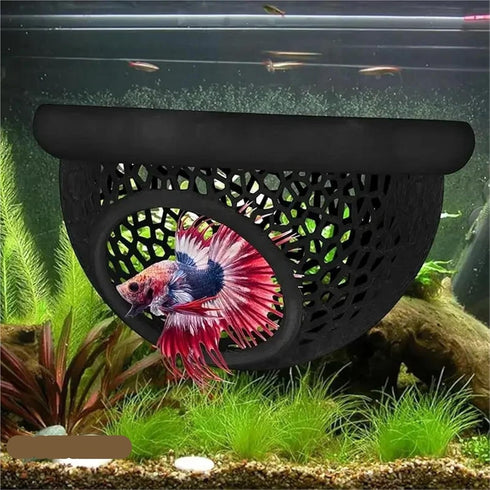 Bingche 6pcs 3-in-1 Hammock Pets(Color1) Floating Cave Fish Shrimp Hideout Shelter Feeding Ring Resting Spot for Betta