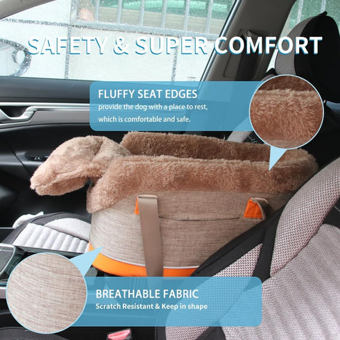 PET FANG FANG 10 lbs) Pet Car Center Console Elevated Armrest Car Seat for Small Puppy, Dogs & Cats (Up to Dark Gray