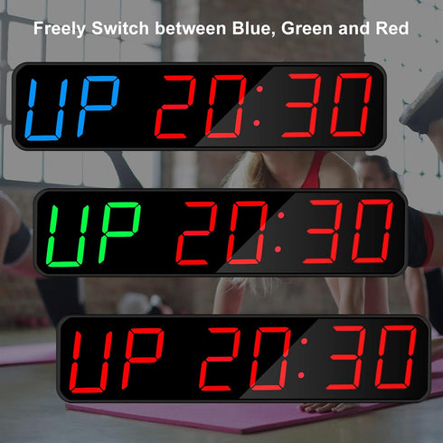 Gym Timer, Portable, Interval Timer with Rechargeable Battery and Built-in Magnet, LED Digital Anti Vertigo Display