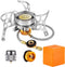 SVNVIOZ Windproof Camping Stove with Piezo Ignition, 2 Fuel Canister Adapters, Plastic Storage Box, Portable Gear for