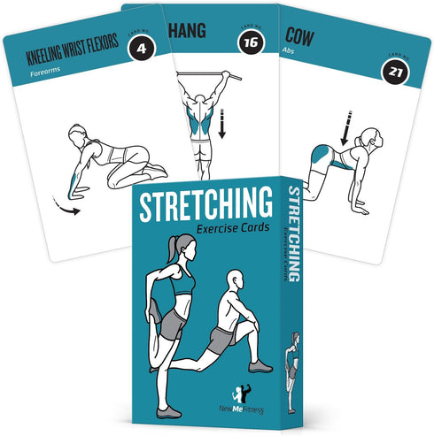 NewMe Fitness Stretching Workout Cards, Instructional Fitness Deck for Women & Men,