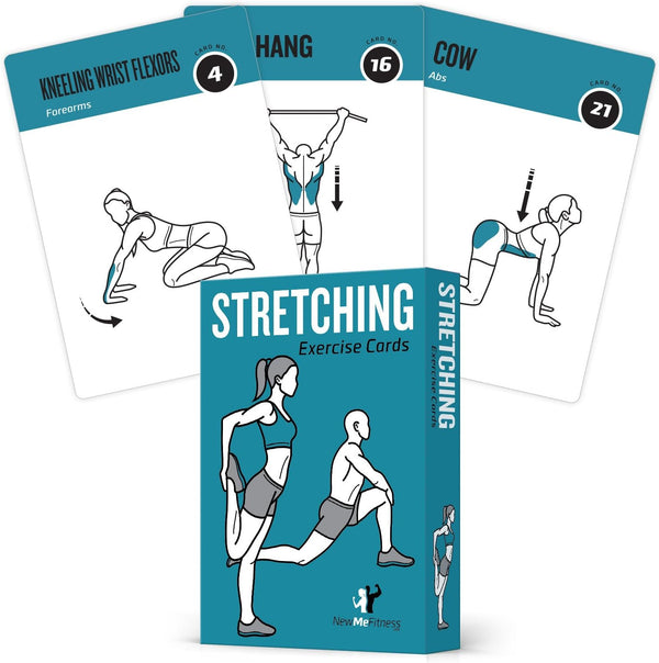 NewMe Fitness Stretching Workout Cards, Instructional Fitness Deck for Women & Men,