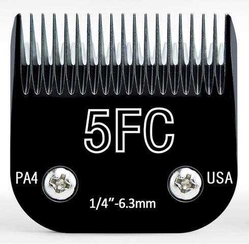 Black Detachable Steel Dog Clipper Blades, Size-5FC, Compatible with Andis, Cut Length 1/4"