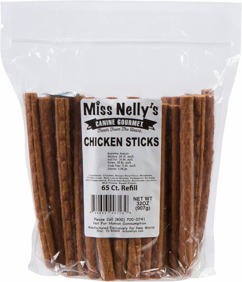 Miss Nelly's Chicken Jerky Dog Treats - Soft Sticks - Original Smoke House Recipe - USA Made and Sourced - Minimally