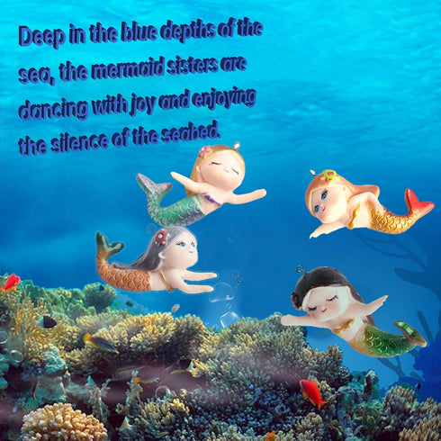 Floating Mermaid Fish Tank Decor, Cartoon Aquarium Decorations for Aquatic Pets, Resin Ornaments