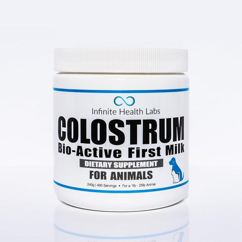Bio-Active Bovine Colostrum Powder Supplement for Dogs, Cats, Puppies, Kittens & Pets - 240g (480 Servings)