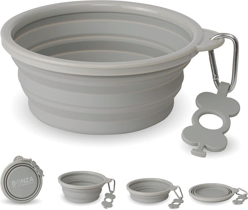 Extra Large Collapsible Dog Bowl 1500 mL, Sturdy Reinforced Rim, Includes Carabiner & Water Bottle Holder Keychain