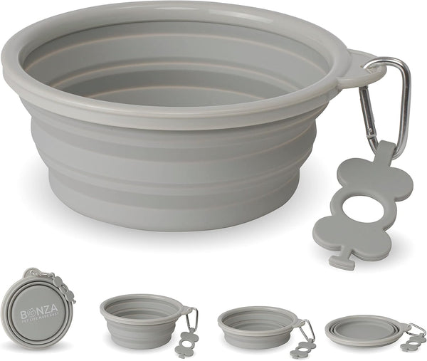 Extra Large Collapsible Dog Bowl 1500 mL, Sturdy Reinforced Rim, Includes Carabiner & Water Bottle Holder Keychain