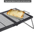 Portable Heavy Duty Steel Folding Campfire Grill Grate for Outdoor Cooking Fire Pit, Black Folded in Half