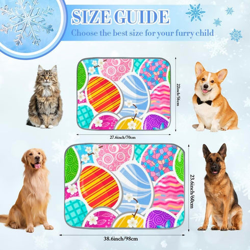 imiBBWQu Summer 27" 22" Cooling Pad Colorful Easter Eggs Dog Cooling Mat Pad Washable Dog Cat Pet Bed Outdoor Beds