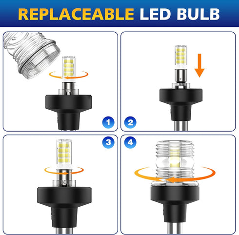 12 Inches IP67, Anchor Light Stern Light for Boats, White Boat Navigation Lights LED Waterproof Rear LED Marine Running