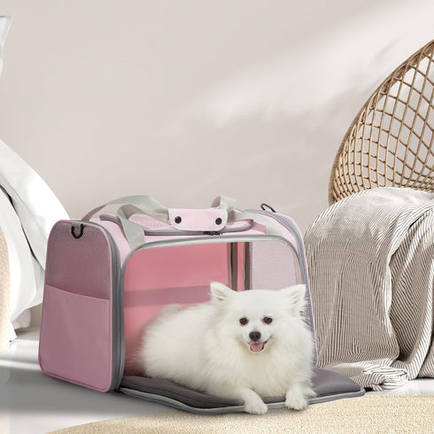 PETSFIT Cat Carrier for Large Cats, Dog Carriers for Small Dogs Under 25 Lbs, Soft Pet Carrier with Cozy Extendable Mat