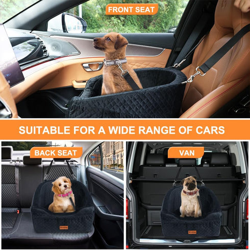 30lbs, Vivifying Dog Car Seat for Small & Medium Dogs, Detachable & Washable Booster Seat for Pets Up to Travel Bed