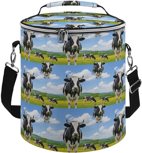 SEBNATAL Insulated Cooler Bag for Camping, Reusable Round Thermal Lunch Bag, Keep Drinks