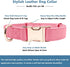 Soft Leather Dog Collar and Leash Set (6.6'), Stylish Rose Gold Heavy Duty Metal Buckle, Dark Pink M (13.8"-19.7")