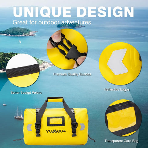 Waterproof Duffle Bag, Large Heavy Duty Travel Dry Duffel Bag for Outdoor Activities, 40L Yellow