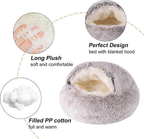 Dog Beds for Small Dogs, Washable Cute Cat Bed Cave, Cozy Nook Pet Bed for Dogs or Cats, Anti-Slip Puppy Bed (Coffee,