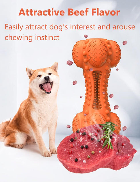 SCHITEC Tough Durable Natural Rubber Bone Chew Toy for Large Medium Breeds, Teeth Cleaning