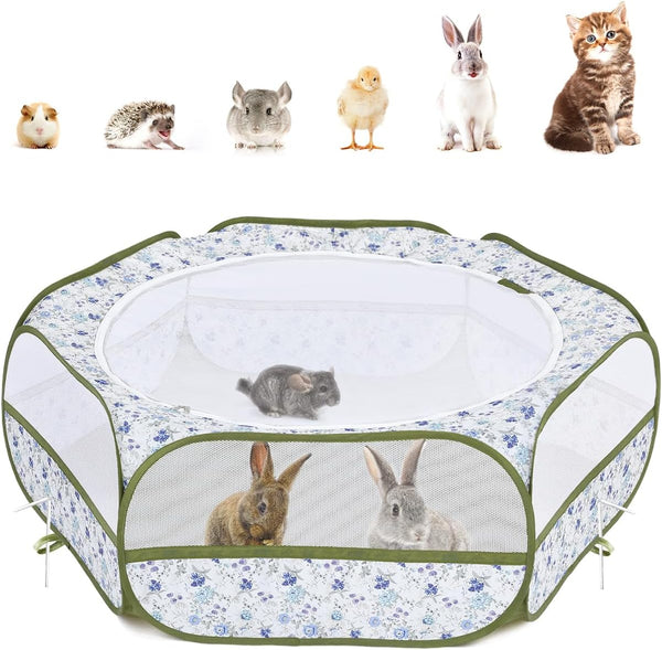 Pawaboo Small Animals Playpen, Waterproof Small Pet Cage Tent with Zippered Cover,